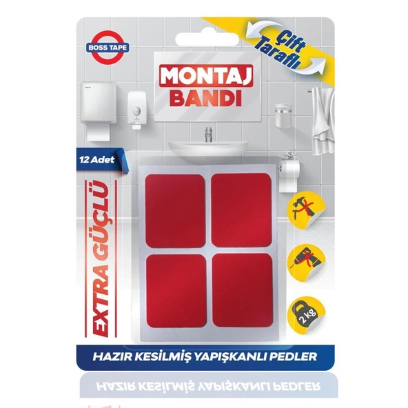 Çift Taraflı Hazır Kesilmiş Çokamaçlı Montaj Bandı 12'li ürün görseli 1