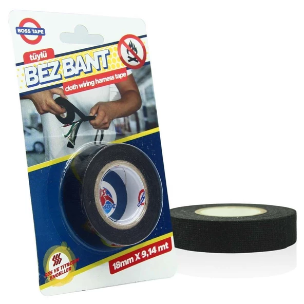 Geseus Boss Çokamaçlı  Siyah Tüylü Bez Bant İzalasyon Bandı 18mmx9mt ürün görseli 1