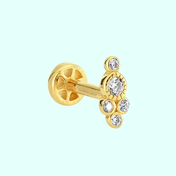 Altın Beştaş Tragus Piercing 14 Ayar ürün görseli 1