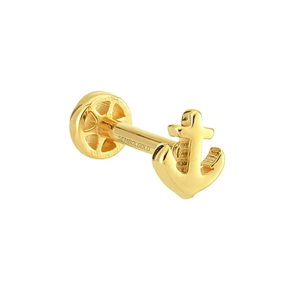Altın Çapa Tragus Piercing 14 Ayar - Resim 2