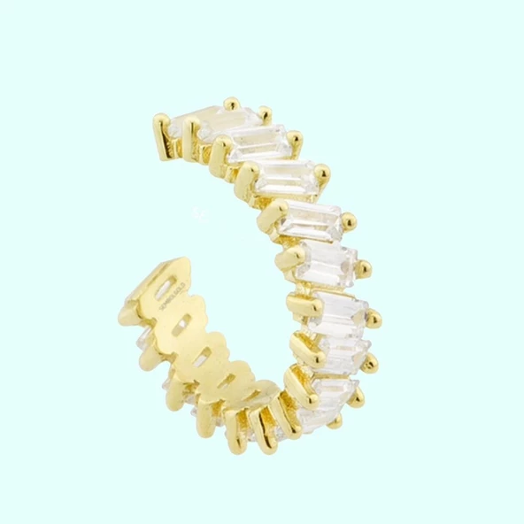 Altın Kıkırdak Küpe 14 Ayar Earcuff Baget Taşlı ürün görseli 1