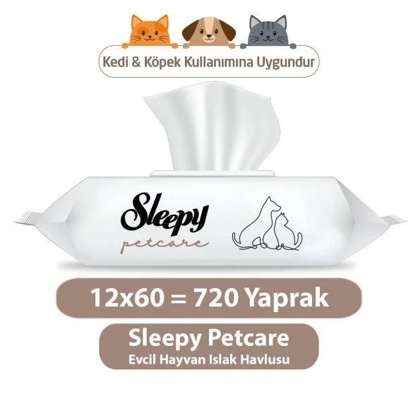 Sleepy Petcare Evcil Hayvan Islak Havlusu 12X60 Yaprak ürün görseli 1