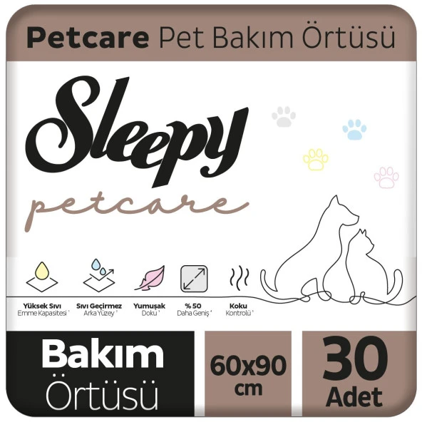 Sleepy Petcare Pet Bakım Örtüsü 60x90 cm 30 Adet ürün görseli 1