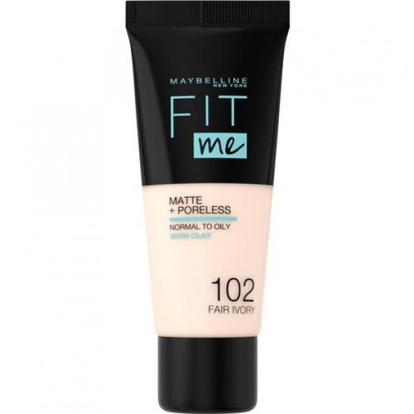 Maybelline  Fit Me Matte+Poreless Fondöten - 102 Fair Ivory ürün görseli 1