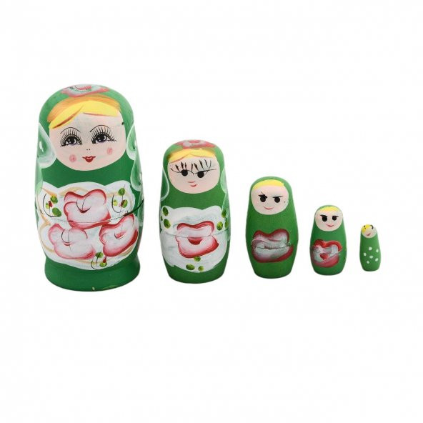 Ahşap Matruşka Bebek 5 li Set Yeşil No.1 ürün görseli 1