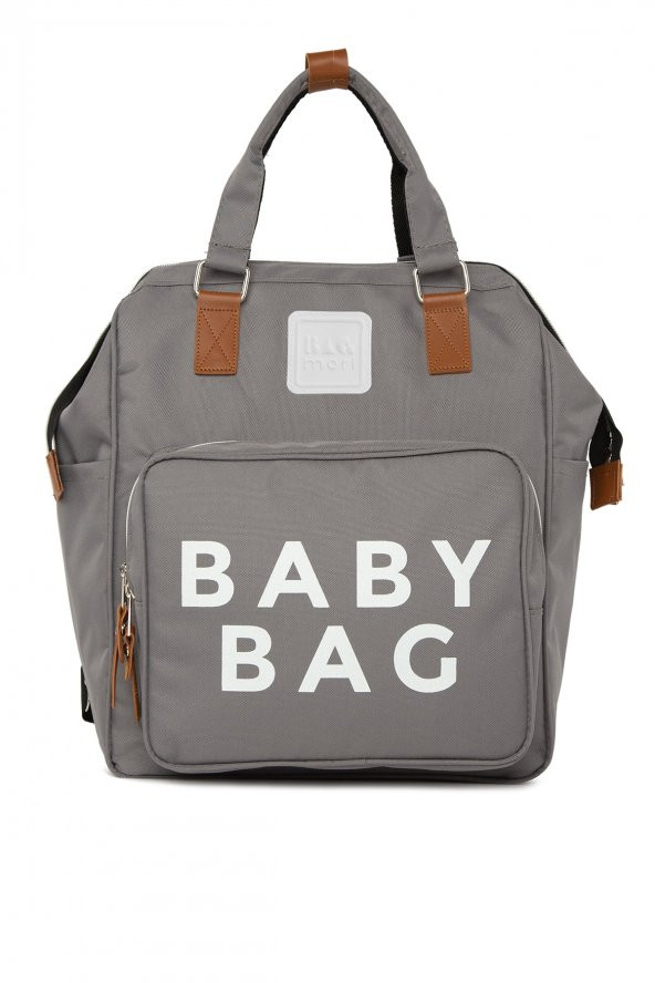Bagmori Gri Baby Bag Baskılı Cepli Anne Bebek Bakım Sırt Çantası ürün görseli 1