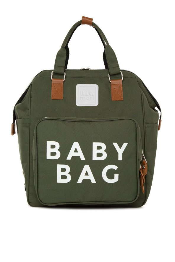 Bagmori Haki Baby Bag Baskılı Cepli Anne Bebek Bakım Sırt Çantası ürün görseli 1