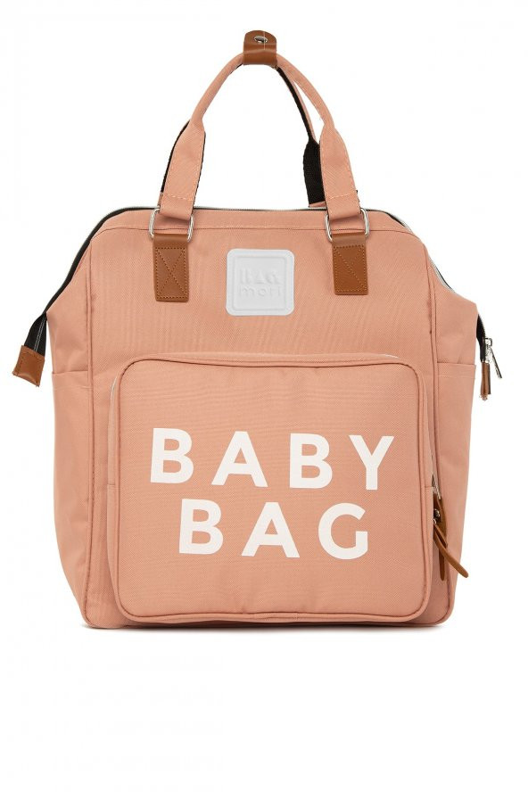 Bagmori Pudra Baby Bag Baskılı Cepli Anne Bebek Bakım Sırt Çantası ürün görseli 1