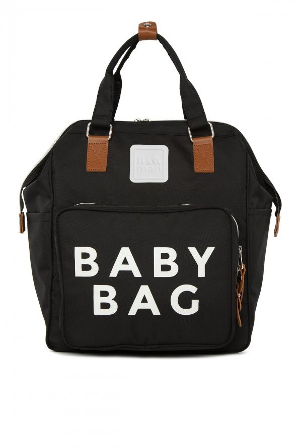 Bagmori Siyah Baby Bag Baskılı Cepli Anne Bebek Bakım Sırt Çantası ürün görseli 1