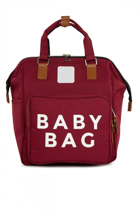 Bagmori Bordo Baby Bag Baskılı Cepli Anne Bebek Bakım Sırt Çantası ürün görseli 1