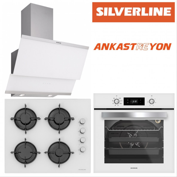 Silverline Bo6504w01-Cs5349w01-3420 Classy Beyaz Cam Ankastre Set ürün görseli 1