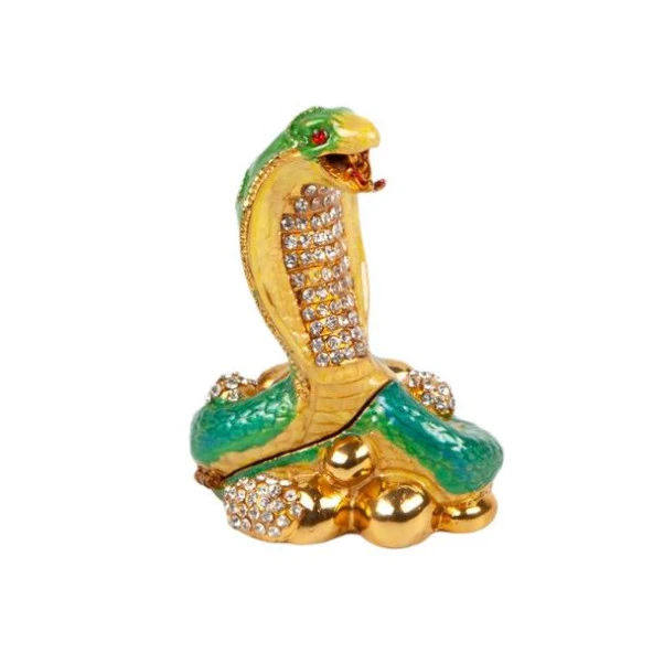 Yeşil Kral Kobra Swarovski Taşlı Mücevher Kutusu ürün görseli 1