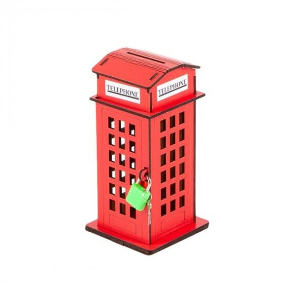 Ahşap Kumbara London Telefon Kulübesi 16 cm ürün görseli 1