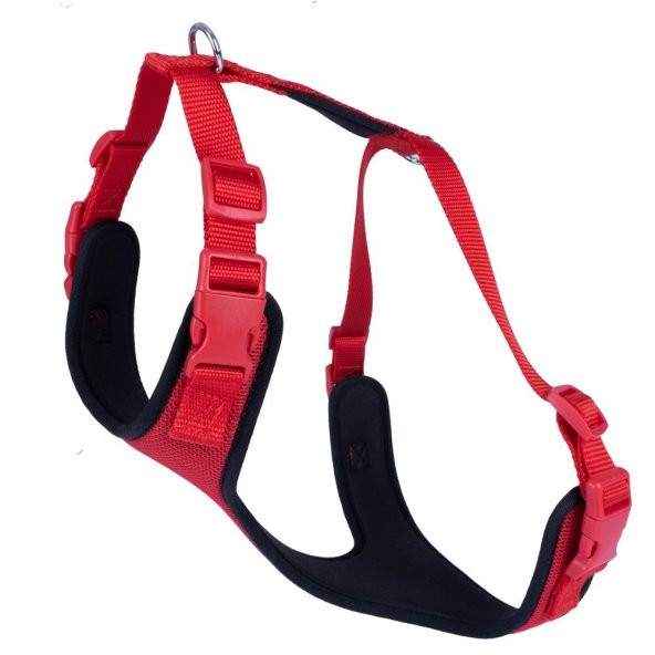 Doggie Havalı Dokuma Köpek Göğüs Tasması XL 2.5x65-75cm Kırmızı ürün görseli 1