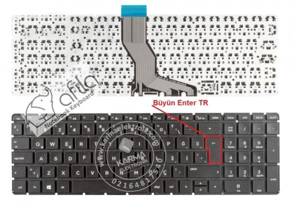 Hp Pavilion 17-AB, 17-G Klavye (Siyah TR) BÜYÜK ENTER nk-kr30227-164353 ürün görseli 1