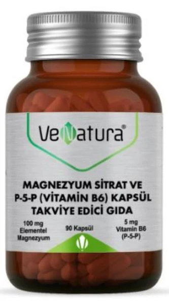 Venatura Magnezyum Sitrat ve P-5-P (Vitamin B6) 90 Kapsül ürün görseli 1