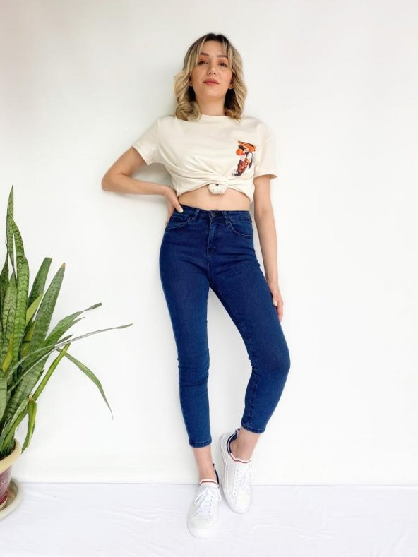 Kadın Ayıcık Baskılı Basic Tshirt Ekru - Resim 6