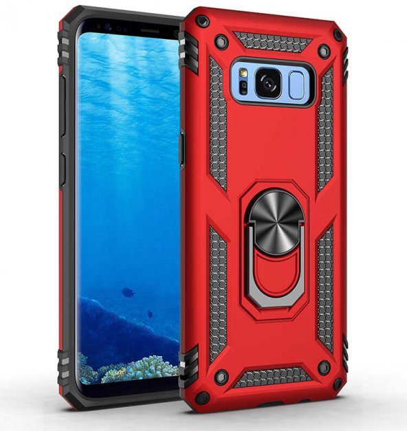 Galaxy S8 Kılıf Yüzüklü Standlı Manyetikli Armor Zırh ürün görseli 1