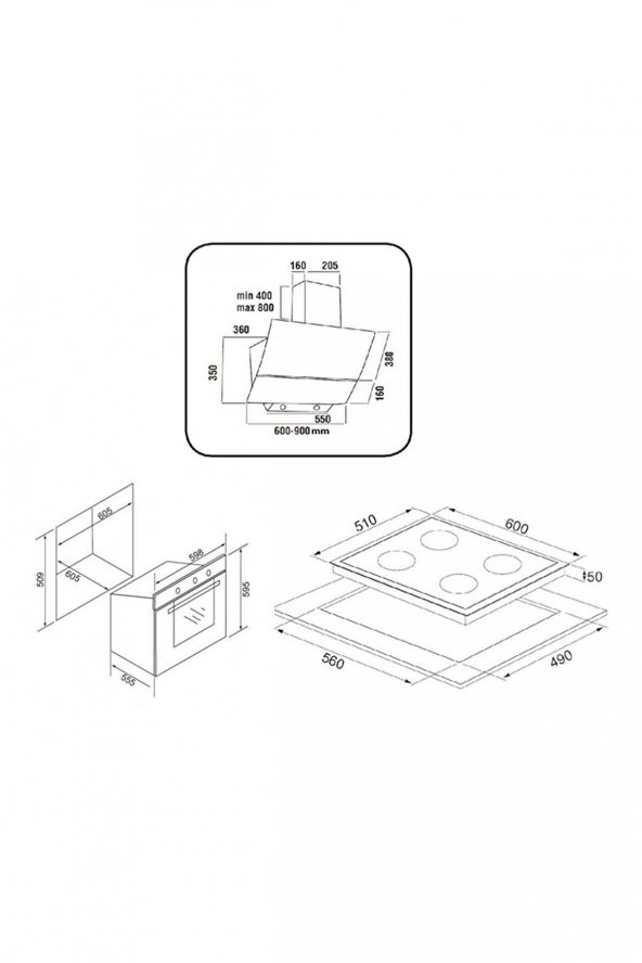 EXEP EKONOMİK EMAYE SİYAH 3LÜ ANKASTRE SET ( E5E - EO330 - EF200 ) - Resim 5