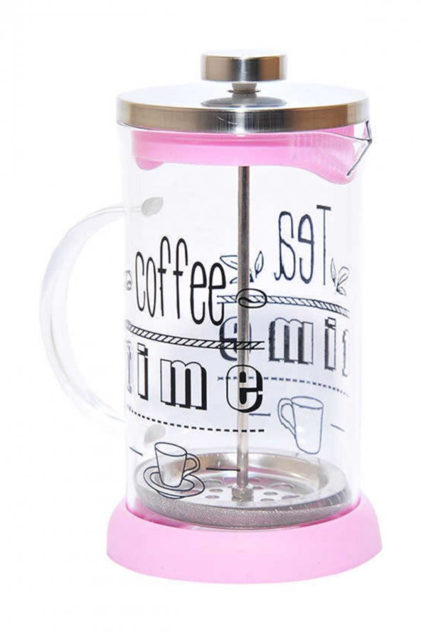 French Press Bitki Çayı Demliği Pembe 600ml - Resim 2