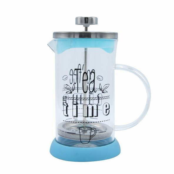 French Press Bitki Çayı Demliği Mavi 350  ml ürün görseli 1