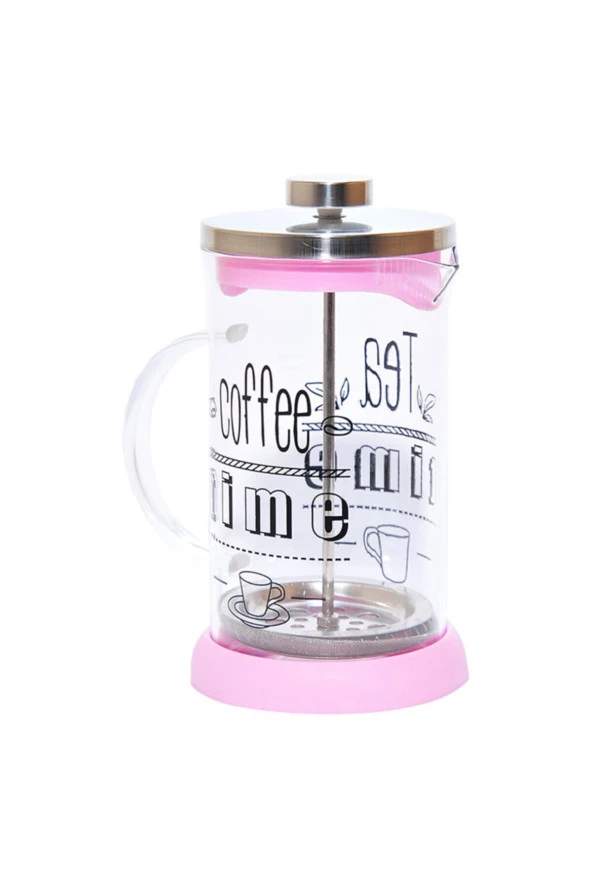 Pembe French Press - Bitki Çayı Cam Demliği  600 Ml ürün görseli 1