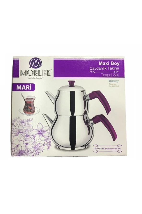 Morlife Maxi Boy Çelik Çaydanlık Takımı Mari 430 Kalite ürün görseli 1