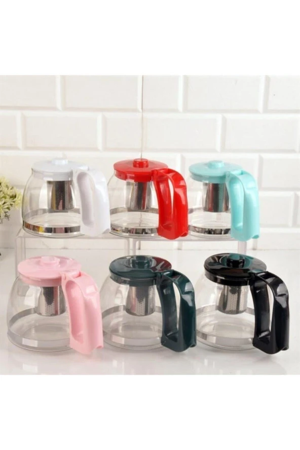 Paçi 1250 Ml Renkli Süzgeçli Cam Demlik 400789 ürün görseli 1