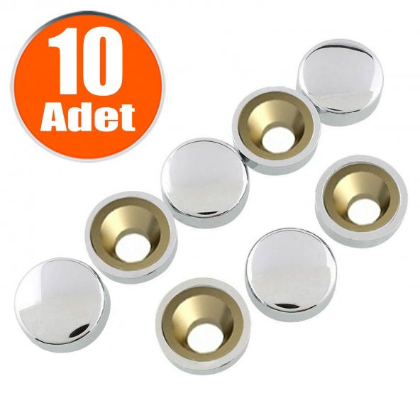 Dekoratif Vida Kapağı Kapatıcı 15 mm Parlak Krom Metal Vida Tapası Tıpası (10 ADET) ürün görseli 1