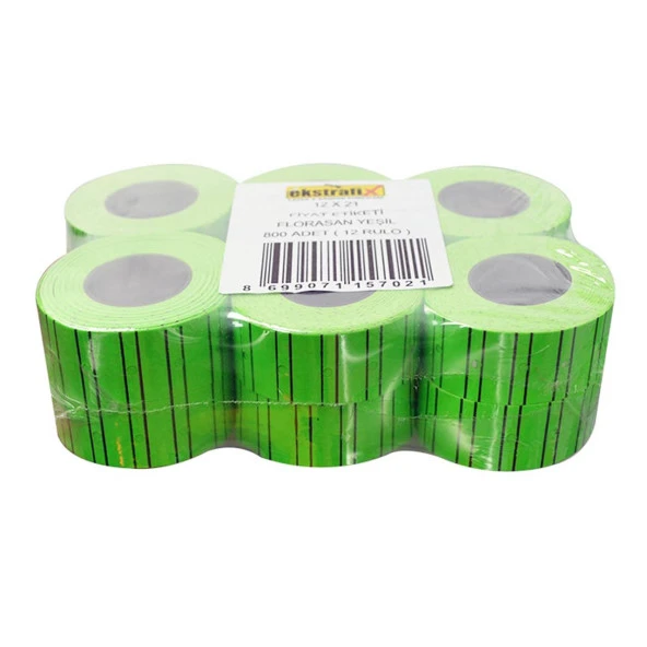 Ekstrafix 12 x 21 Fiyat Etiketi Florasan Yeşil Fix-5702 (12 Rulo) ürün görseli 1