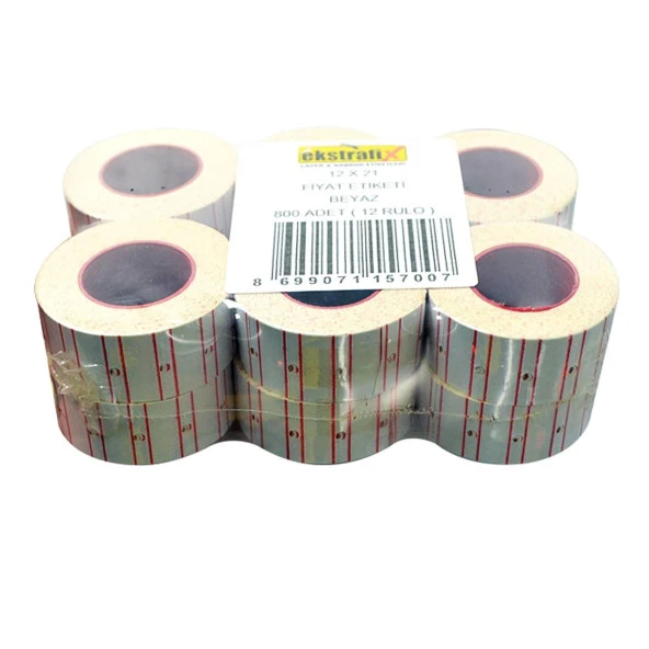 Ekstrafix 12 x 21 Fiyat Etiketi Beyaz Q Fix-5700 (12 Rulo) ürün görseli 1