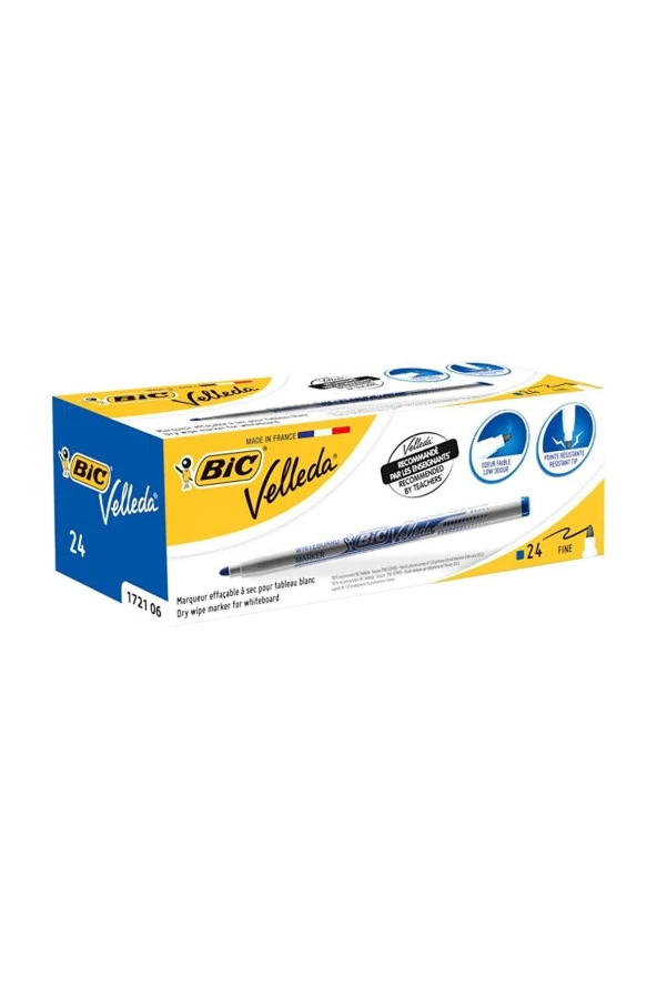 Bic Tahta Kalemi Yuvarlak Uçlu Velleda Mavi (24 Lü Paket) ürün görseli 1