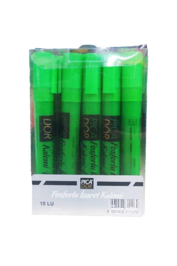 Picador Fosforlu Kalem Pastel Yeşil (10 Lu Paket) ürün görseli 1