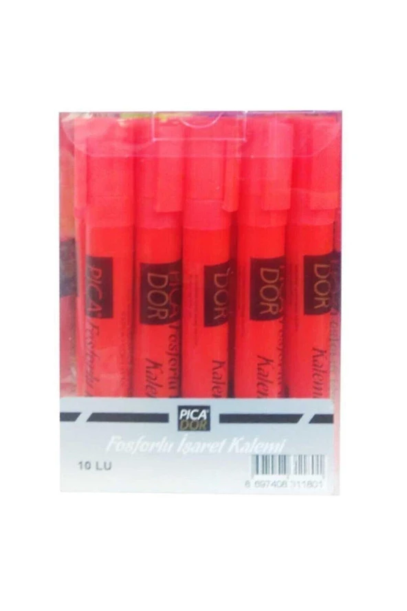 Picador Fosforlu Kalem Kırmızı (10 Lu Paket) ürün görseli 1