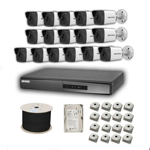 Hikvision 2mp Mikrofonlu 16 Kameralı 4TB Disk Tak Çalıştır Hazır IP Kamera Seti ürün görseli 1