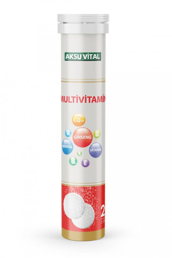 Aksu Vital Multivitamin Efervesan 20 Tablet (Mineral+Ginseng+Vitamin) 3500 mg ürün görseli 1