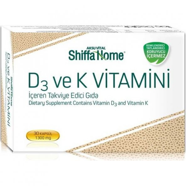 Shiffa Home D3 ve K Vitamini 30 kapsül Softgel 1300 mg ürün görseli 1