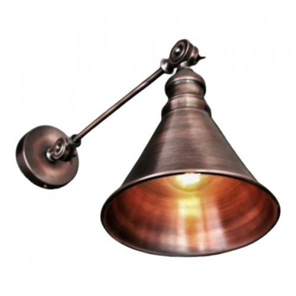 mylights  vintage rustik bakır eskitme fırcalanmış huni aplik  çift mafsalı ürün görseli 1