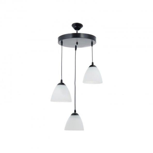 MYLİGHTS  MODERN SPOR  ÜÇLÜ OPAL CAMLI SARKIT AVİZE TABAN 30 CM ürün görseli 1