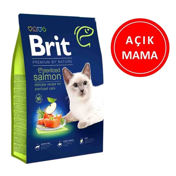Brit Premium Sterilised Somonlu Kısırlaştırılmış Kedi Maması 1 Kg AÇIK ürün görseli 1
