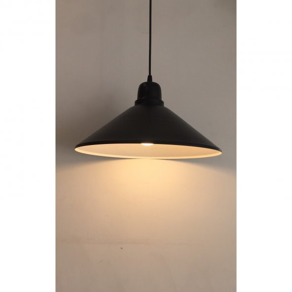 MYLİGHTS  MAT SİYAH  İÇİ BEYAZ METAL SARKIT AVİZE 36 CM ürün görseli 1
