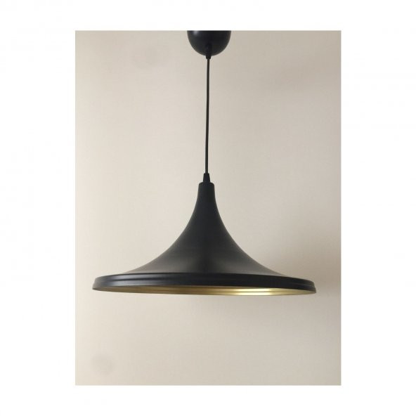 MYLİGHTS MAT SİYAH  İÇİ ALTIN METAL SARKIT AVİZE 36 CM ürün görseli 1