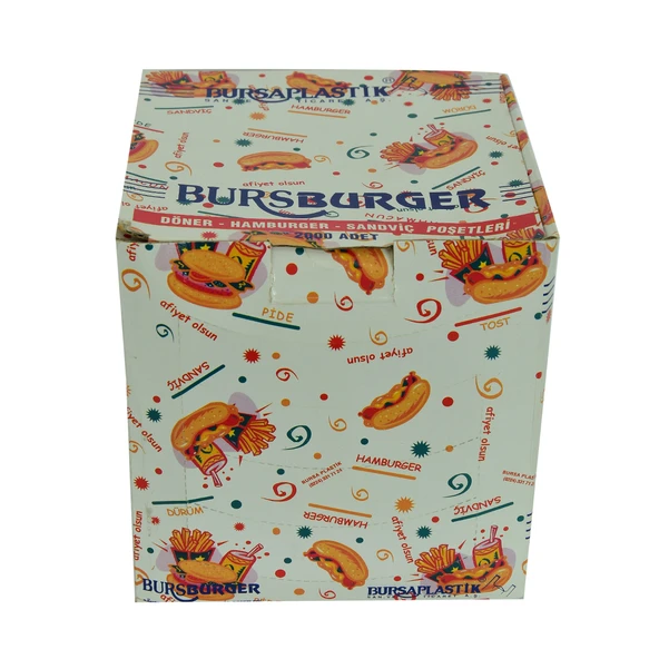 LokmanAVM Bursburger Döner Hamburger Sandviç Hışır Poşeti 13X14 2000 Adet ürün görseli 1