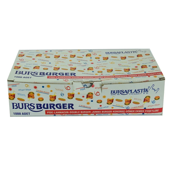 LokmanAVM Bursburger Pide Lahmacun Burger Kokoreç Döner Ekmek Hışır Poşeti 13X26 1000 Adet ürün görseli 1