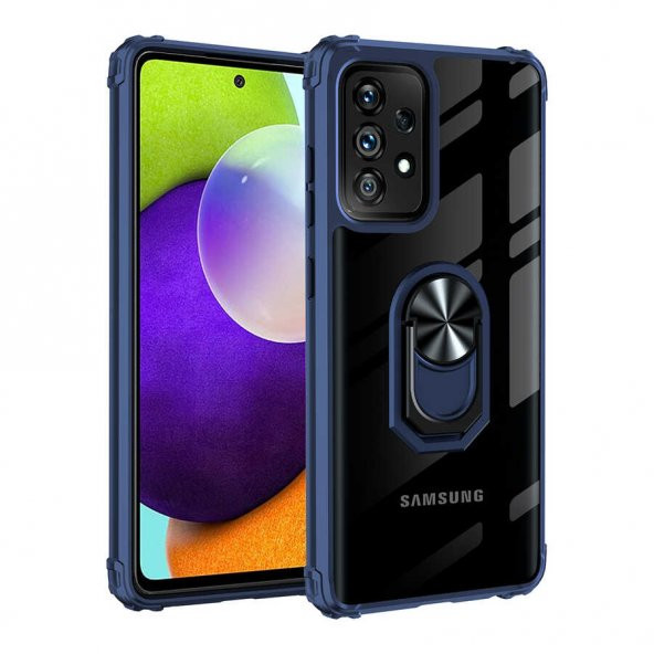 Galaxy A32 4G Kılıf Şeffaf Kenarları Renkli Manyetik Yüzüklü Zırh Silikon ürün görseli 1
