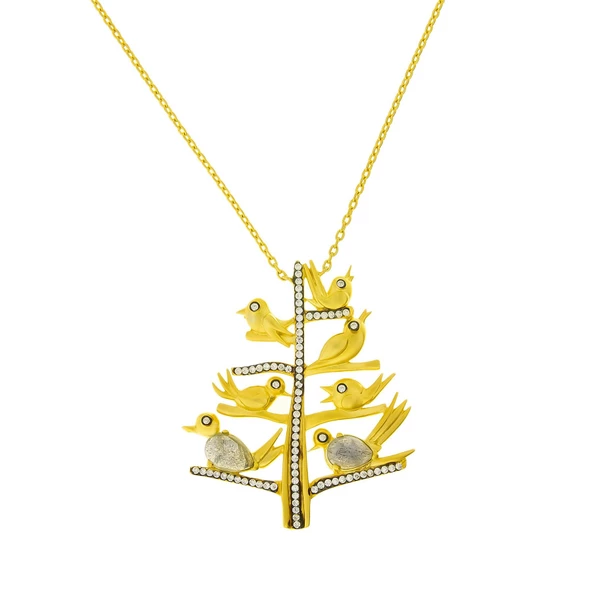 Kuş Figürlü Altın Kolye T031396 ürün görseli 1