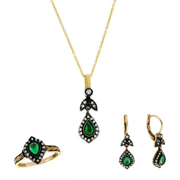 0.39 Ct  Zümrüt Elmas Set ürün görseli 1