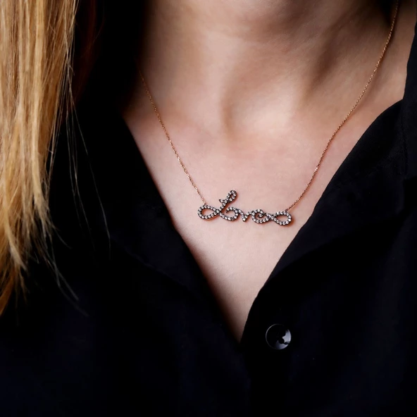 Altın Love Kolye T026774 - Resim 2