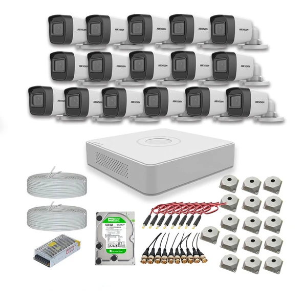 Hikvision 2mp 16 kameralı Dış ortam AHD HD-TVI Full Kamera Seti 4TB Disk ürün görseli 1