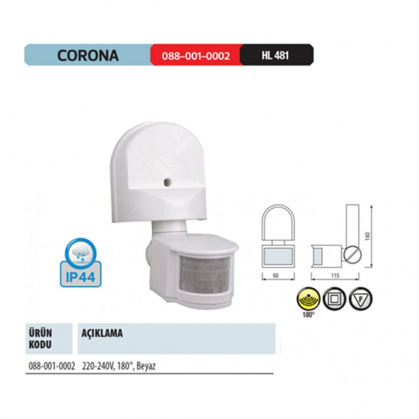HOROZ 088-001-0002 CORONA 180 DERECE BEYAZ SENSOR ürün görseli 1